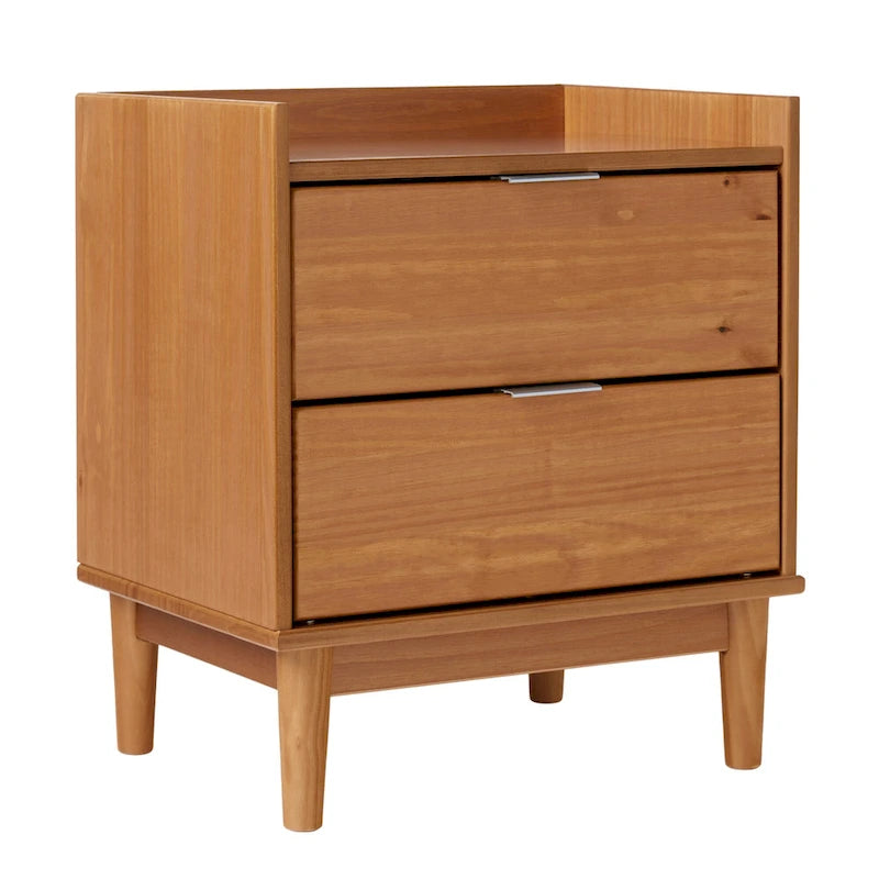 Table de chevet en bois massif à 2 tiroirs de style Mid-Century de Middlebrook Designs