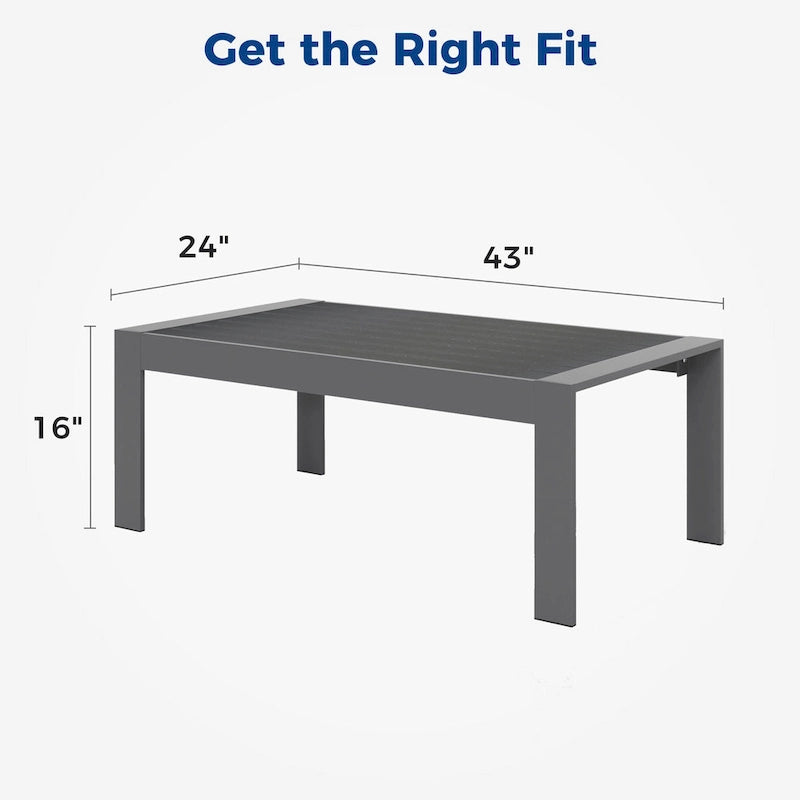 Table basse d'extérieur en aluminium résistant aux intempéries