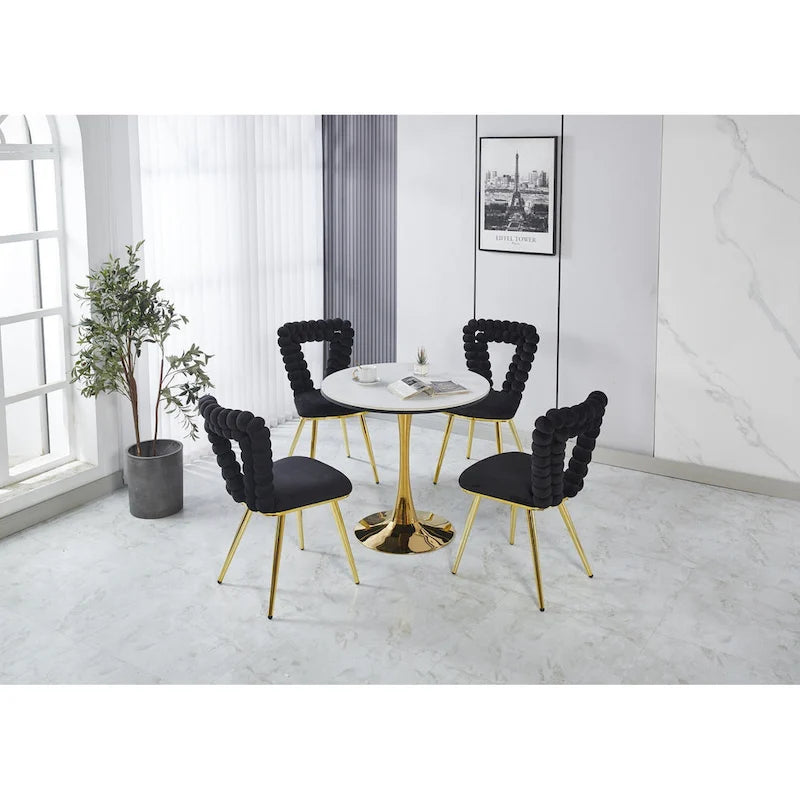 Fauteuils d'appoint modernes or et noir 22,04 (ensemble de 2)