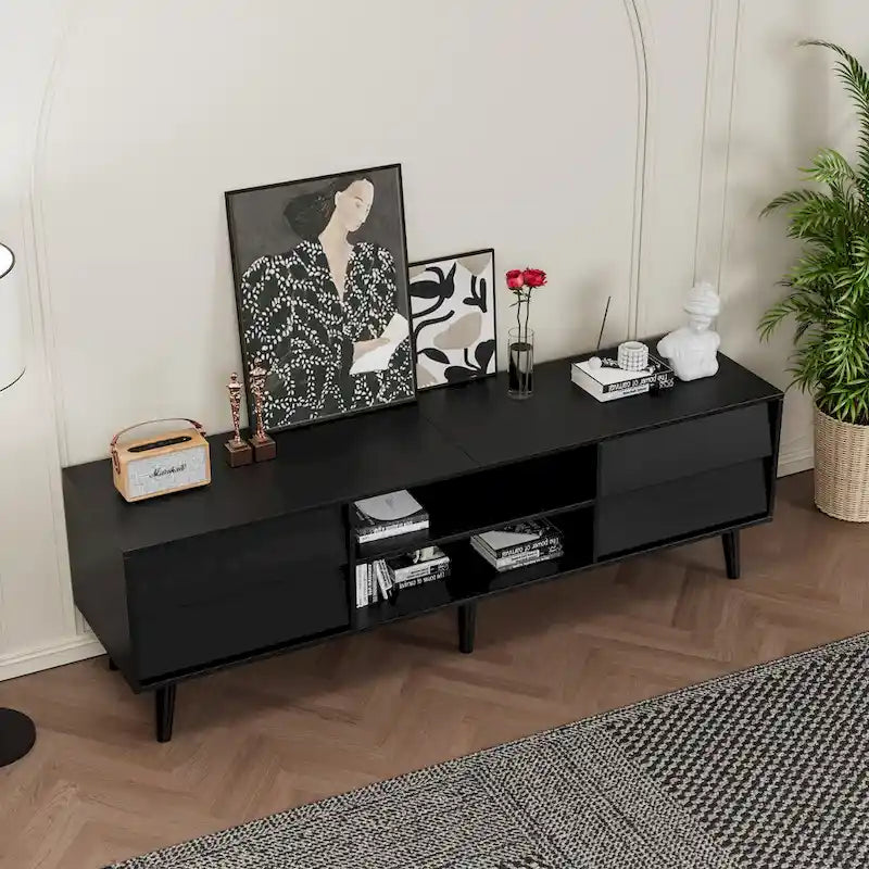 Meuble TV vintage 63 pouces avec étagères et tiroirs pour téléviseurs de 60 pouces