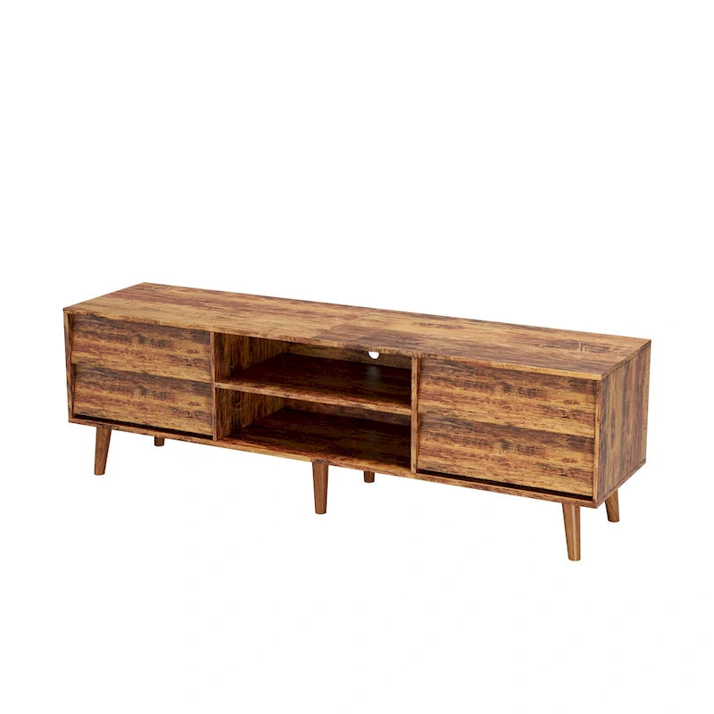 Meuble TV vintage 63 pouces avec étagères et tiroirs pour téléviseurs de 60 pouces