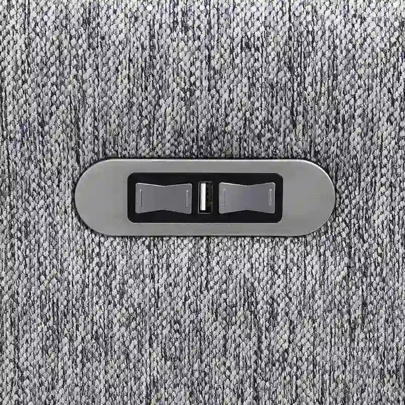 Canapé d'angle en L recouvert de lin avec 2 fauteuils inclinables électriques et port USB pour salon