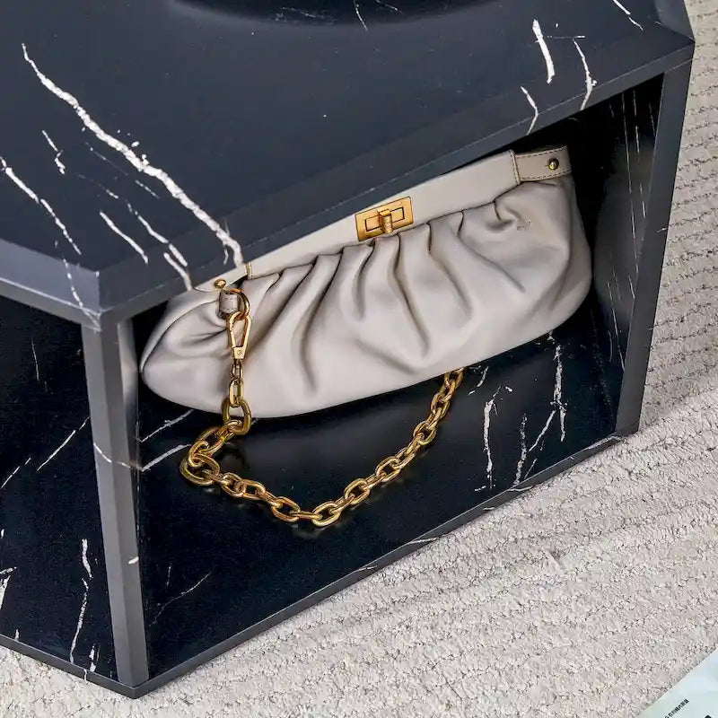 Ensemble de table basse hexagonale à motifs minimalistes