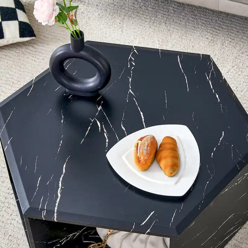 Ensemble de table basse hexagonale à motifs minimalistes