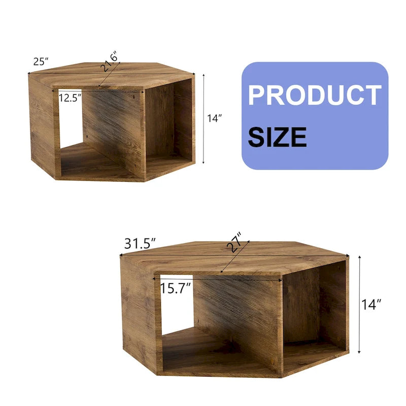 Ensemble de table basse hexagonale à motifs minimalistes