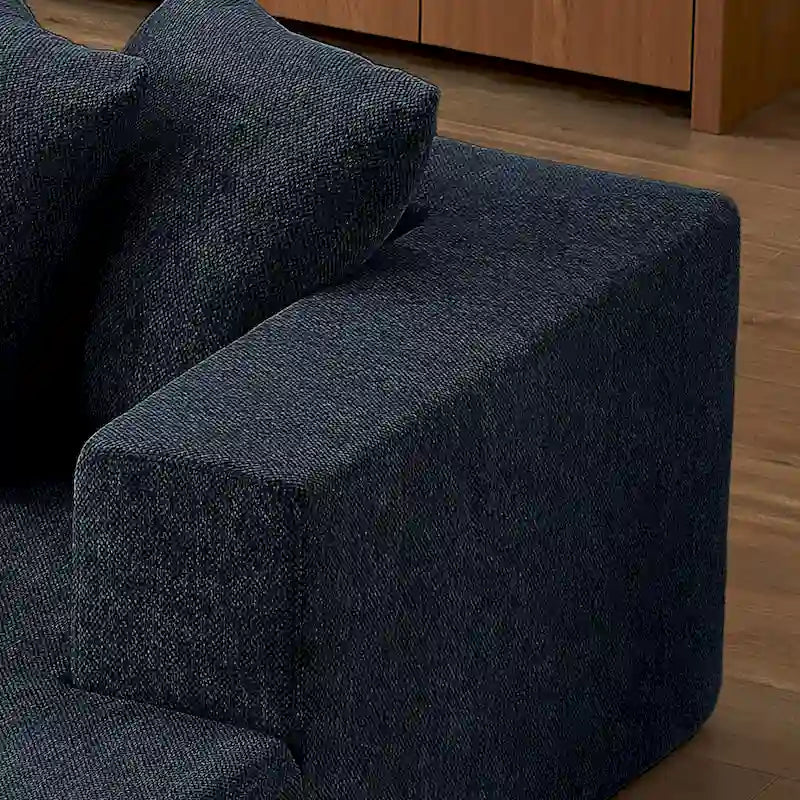 Canapé d'angle modulaire en forme de L, coloris Blue 105.2 Cloud Chenille, 2 pièces, combinaison libre