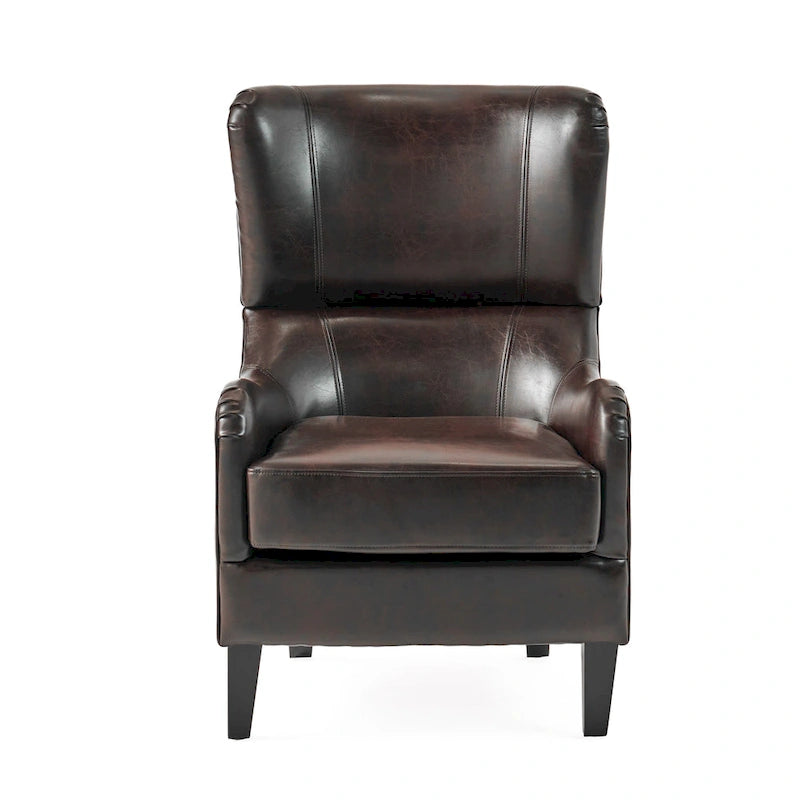 Fauteuil d'appoint à dossier haut de 27 pouces avec dossier à oreilles et pieds en bouleau