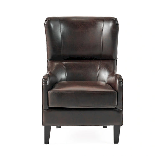Fauteuil d'appoint à dossier haut de 27 pouces avec dossier à oreilles et pieds en bouleau