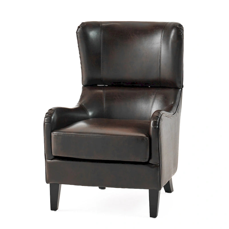 Fauteuil d'appoint à dossier haut de 27 pouces avec dossier à oreilles et pieds en bouleau