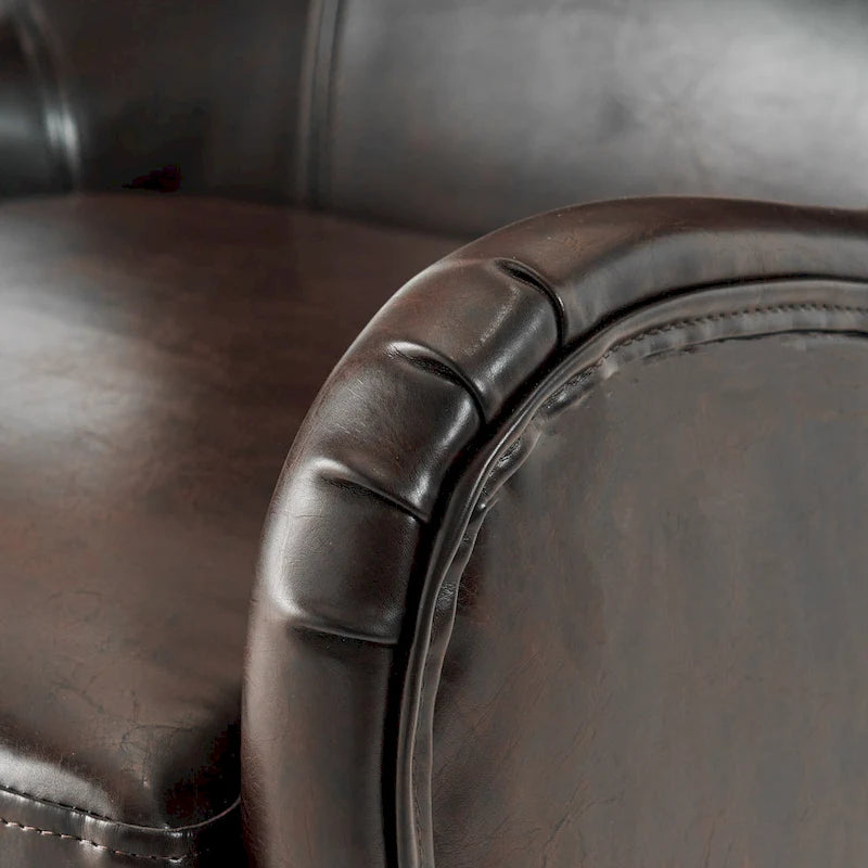 Fauteuil d'appoint à dossier haut de 27 pouces avec dossier à oreilles et pieds en bouleau