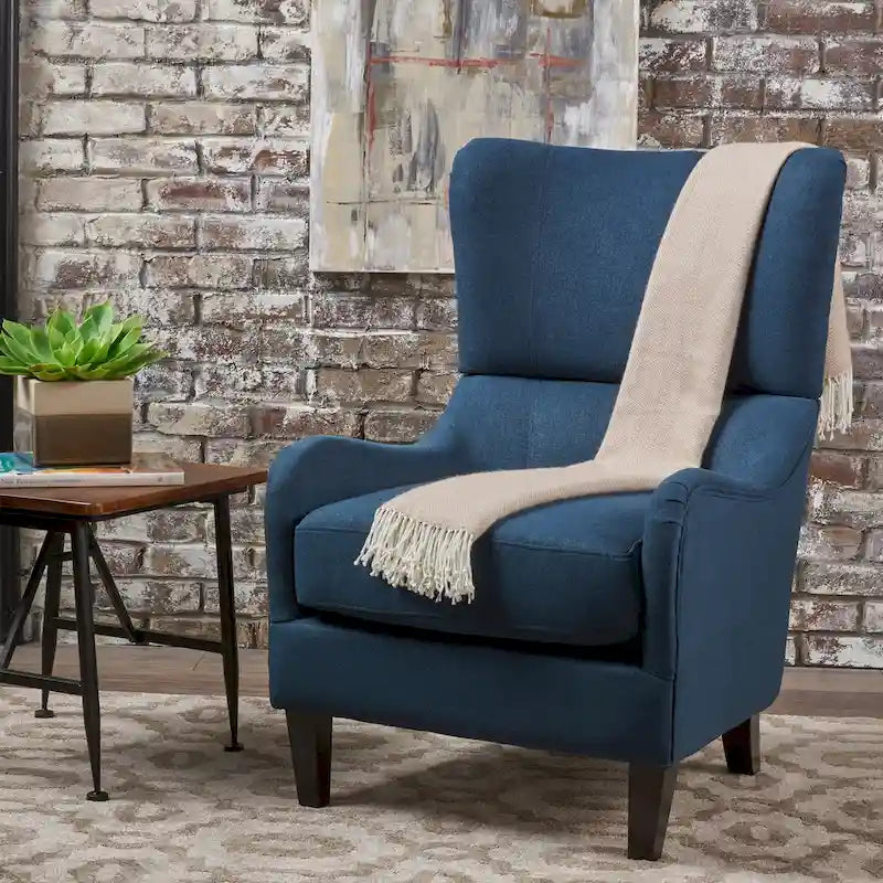 Fauteuil d'appoint à dossier haut de 27 pouces avec dossier à oreilles et pieds en bouleau