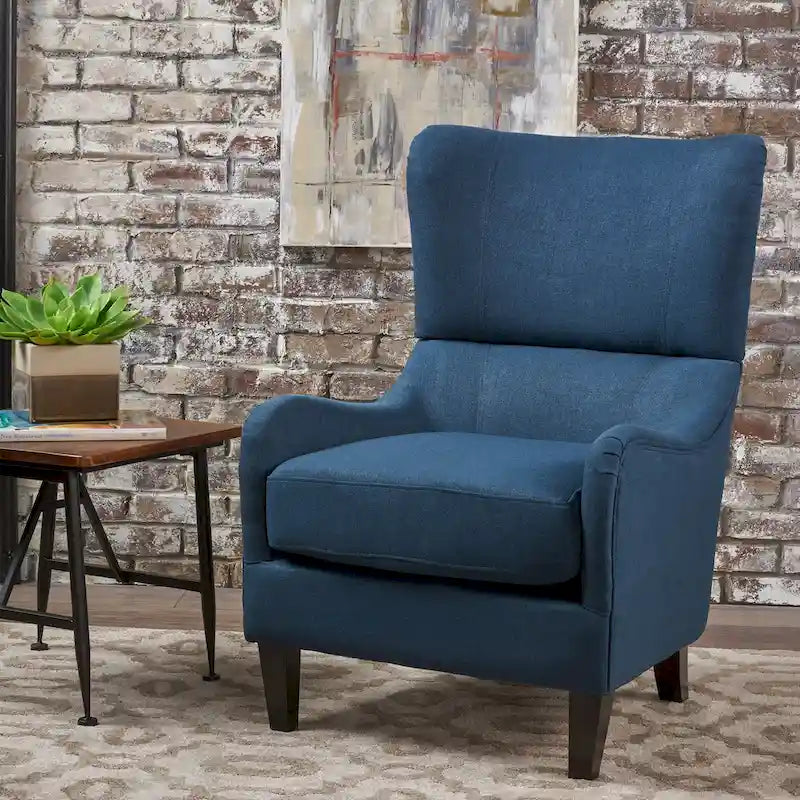 Fauteuil d'appoint à dossier haut de 27 pouces avec dossier à oreilles et pieds en bouleau