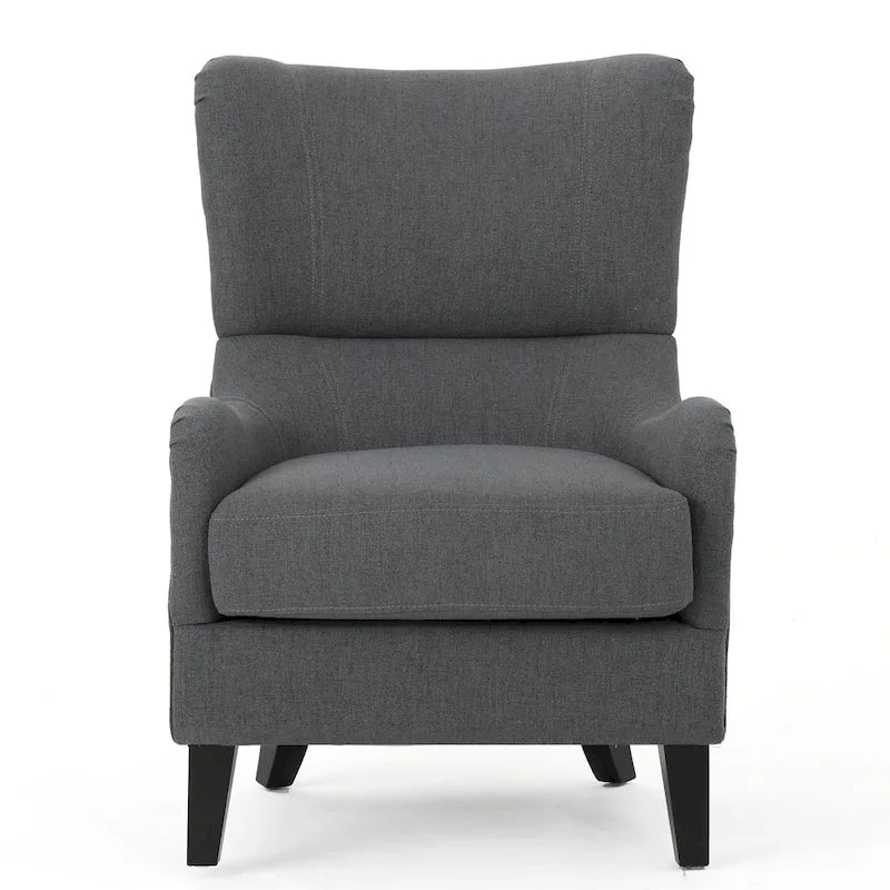 Fauteuil d'appoint à dossier haut de 27 pouces avec dossier à oreilles et pieds en bouleau