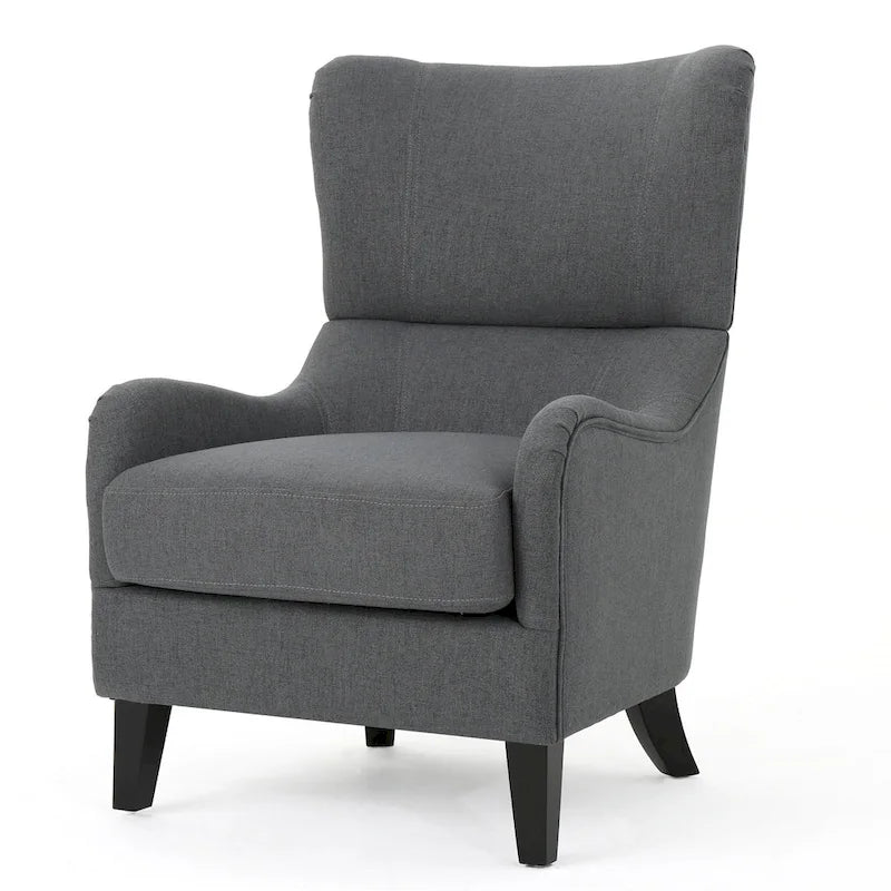 Fauteuil d'appoint à dossier haut de 27 pouces avec dossier à oreilles et pieds en bouleau