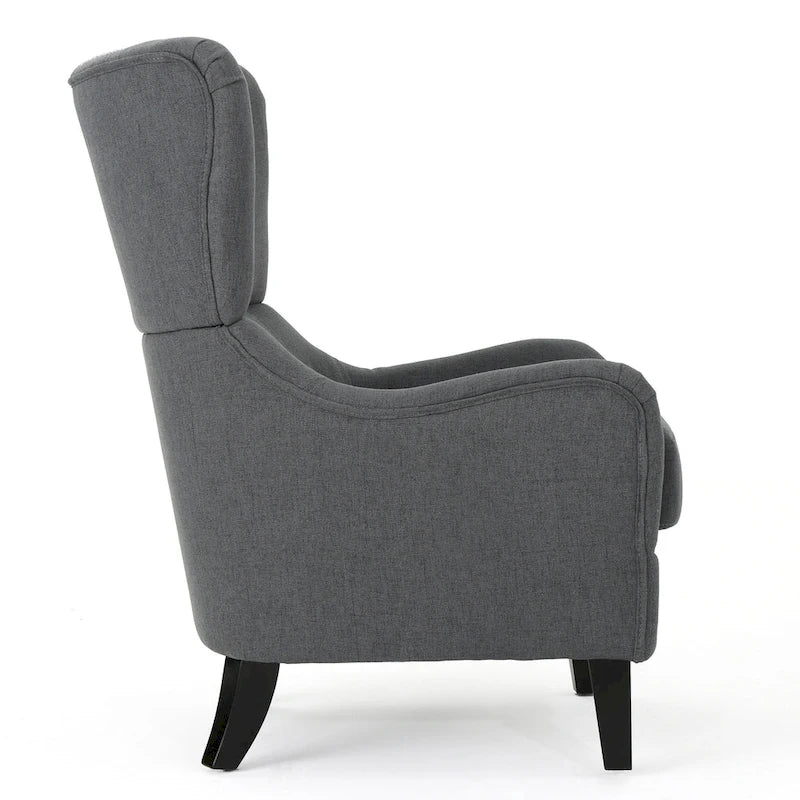 Fauteuil d'appoint à dossier haut de 27 pouces avec dossier à oreilles et pieds en bouleau