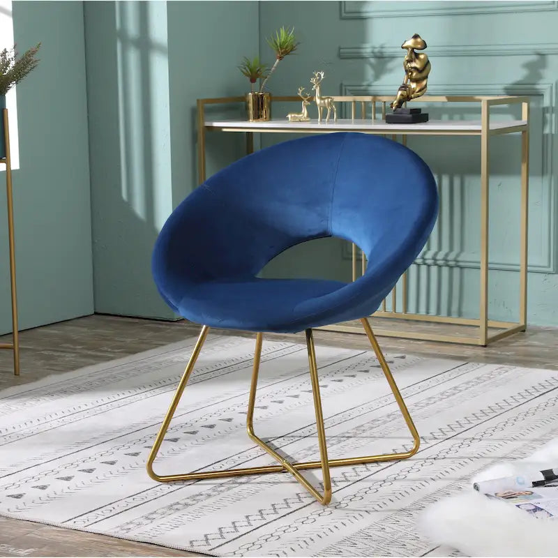 Fauteuil d'appoint rembourré en polyester 28 pouces avec base dorée