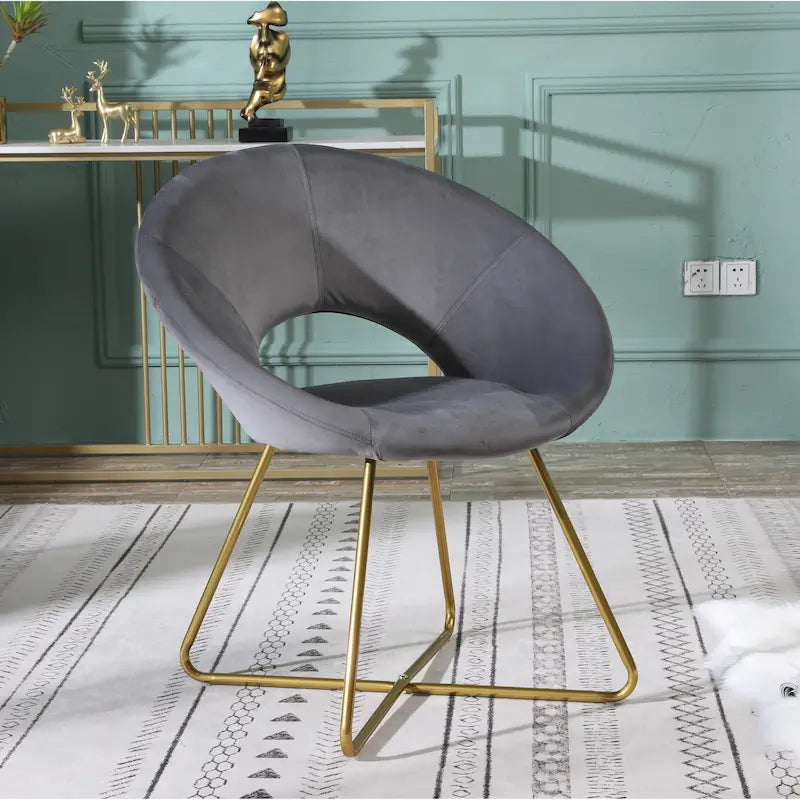 Fauteuil d'appoint rembourré en polyester 28 pouces avec base dorée