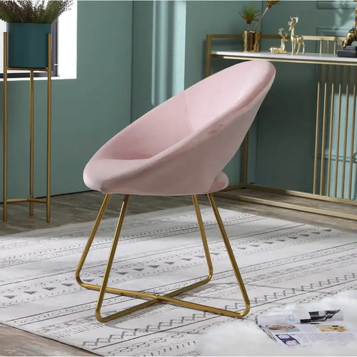Fauteuil d'appoint rembourré en polyester 28 pouces avec base dorée