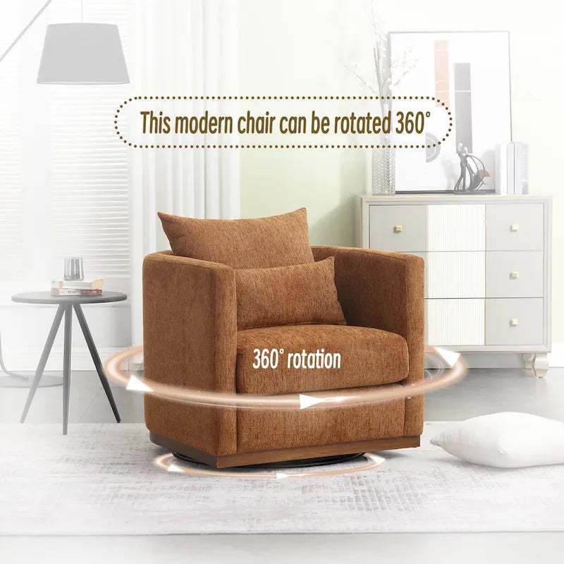 Fauteuil pivotant moderne marron en chenille de 31,5 pouces