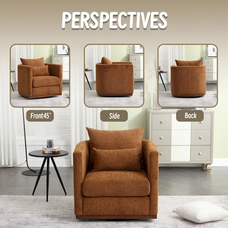 Fauteuil pivotant moderne marron en chenille de 31,5 pouces