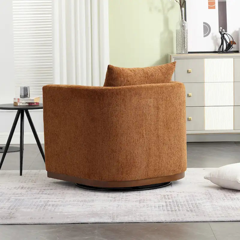 Fauteuil pivotant moderne marron en chenille de 31,5 pouces
