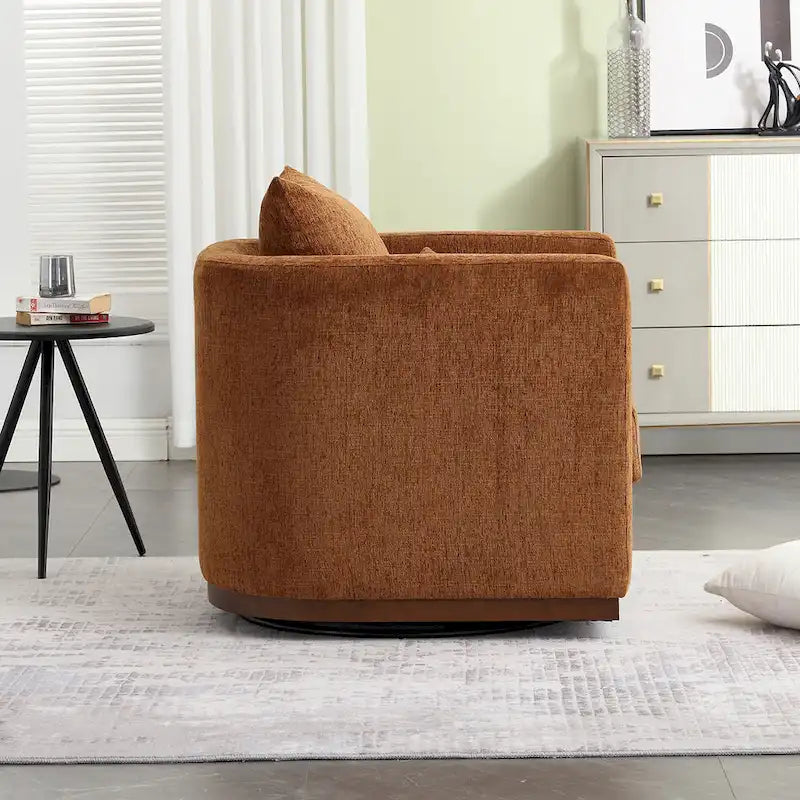 Fauteuil pivotant moderne marron en chenille de 31,5 pouces