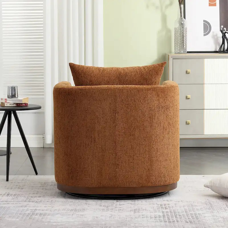 Fauteuil pivotant moderne marron en chenille de 31,5 pouces
