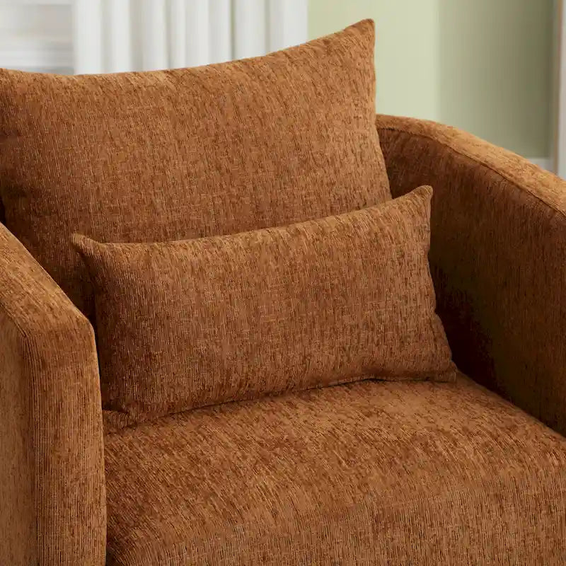 Fauteuil pivotant moderne marron en chenille de 31,5 pouces