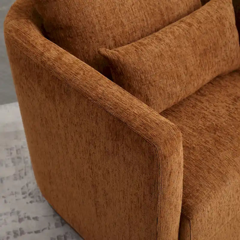 Fauteuil pivotant moderne marron en chenille de 31,5 pouces