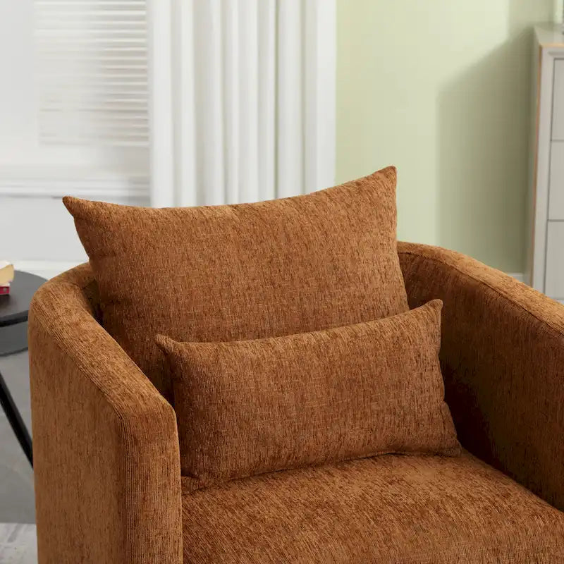Fauteuil pivotant moderne marron en chenille de 31,5 pouces