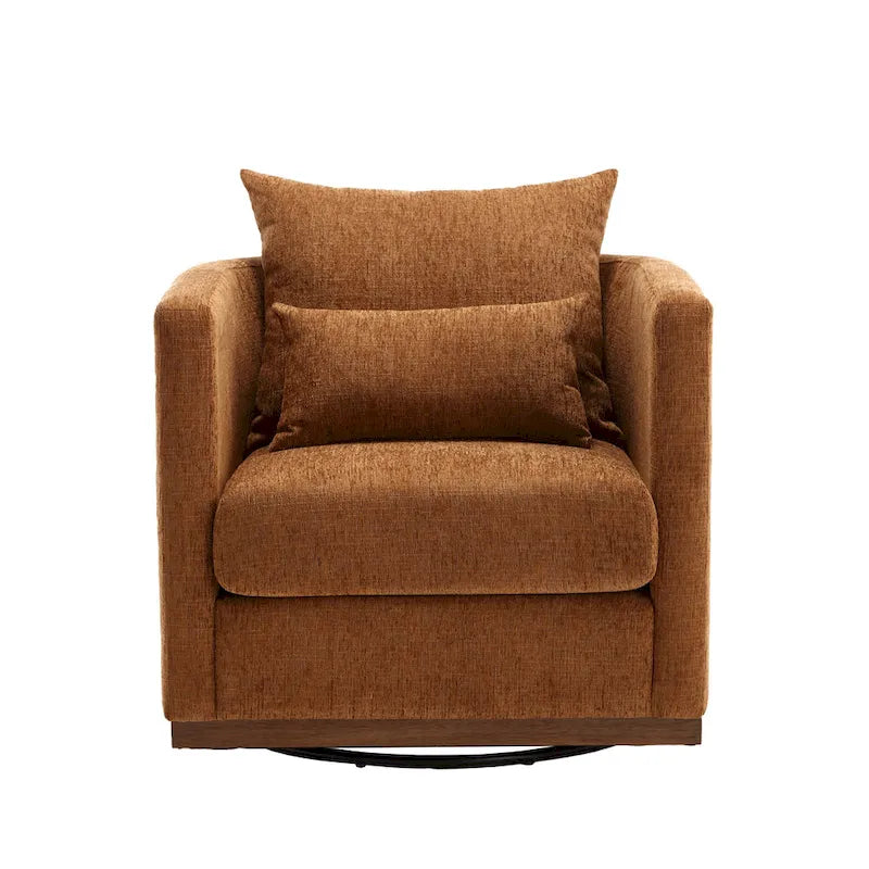 Fauteuil pivotant moderne marron en chenille de 31,5 pouces