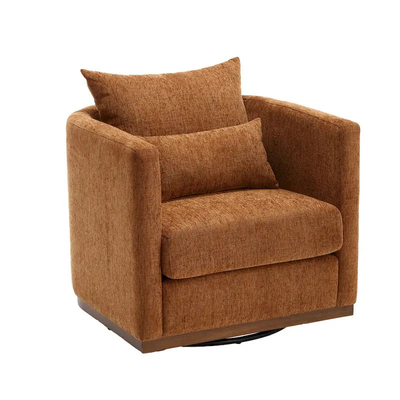 Fauteuil pivotant moderne marron en chenille de 31,5 pouces