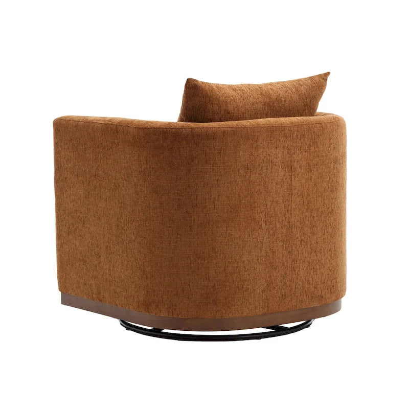 Fauteuil pivotant moderne marron en chenille de 31,5 pouces