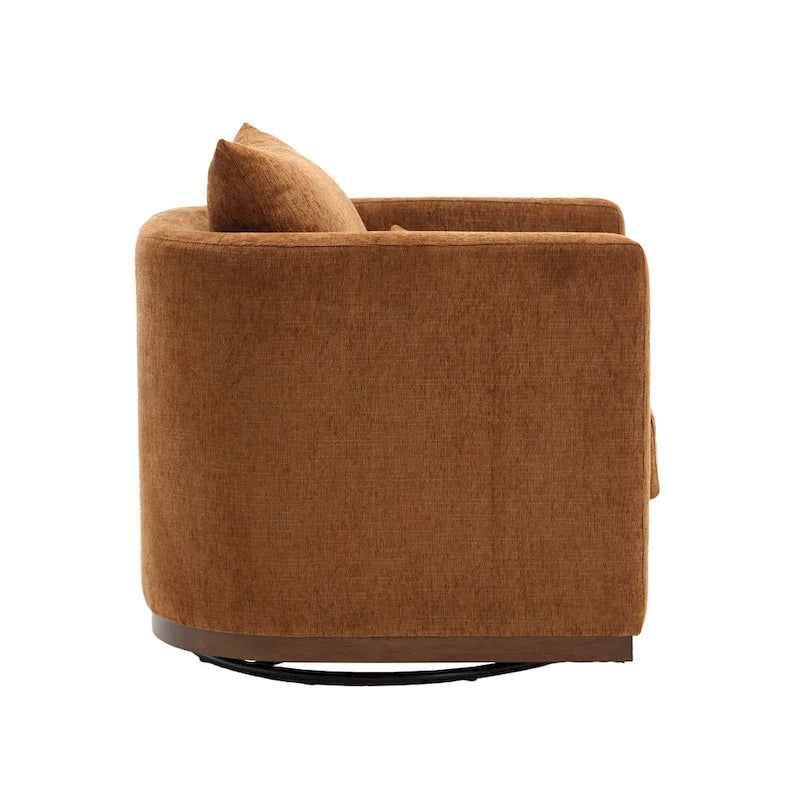 Fauteuil pivotant moderne marron en chenille de 31,5 pouces