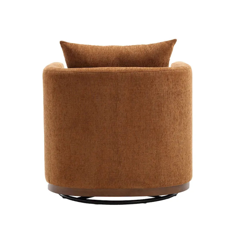 Fauteuil pivotant moderne marron en chenille de 31,5 pouces
