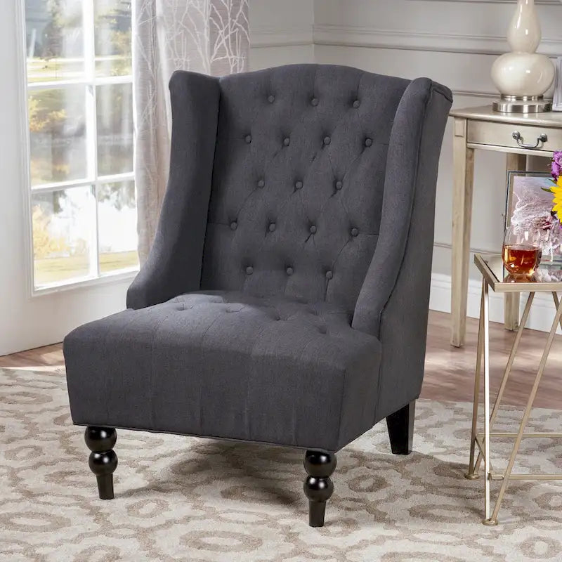Fauteuil club capitonné à haut dossier couleur anthracite de 27,5 pouces