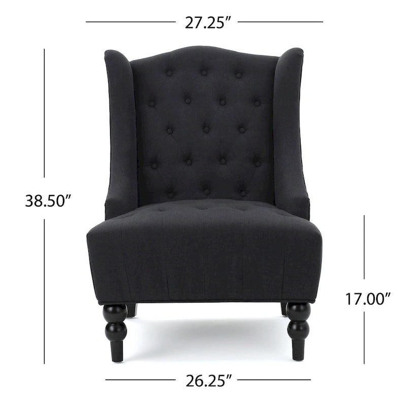 Fauteuil club capitonné à haut dossier couleur anthracite de 27,5 pouces