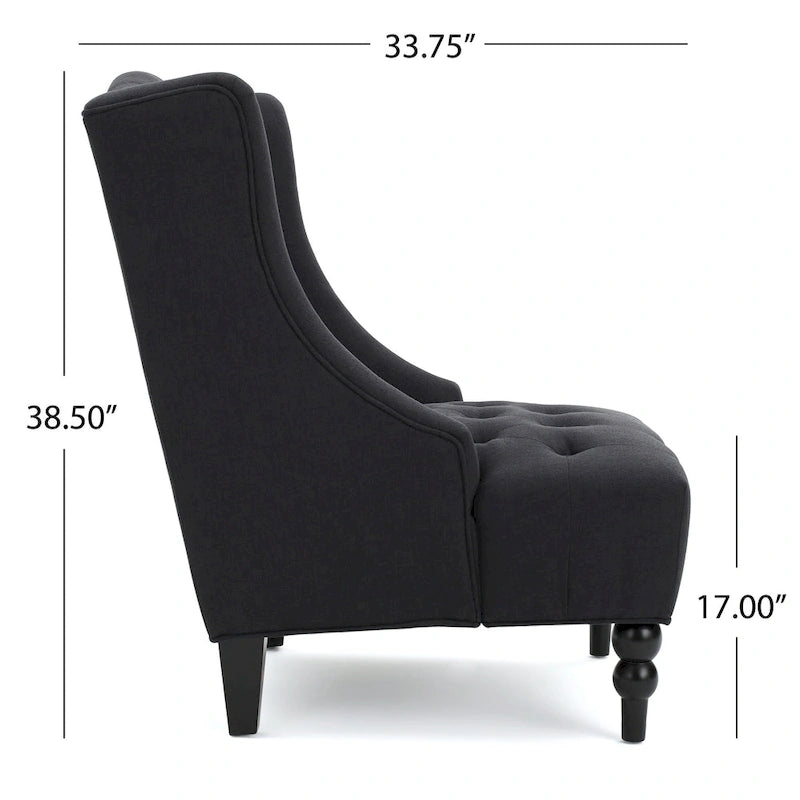 Fauteuil club capitonné à haut dossier couleur anthracite de 27,5 pouces