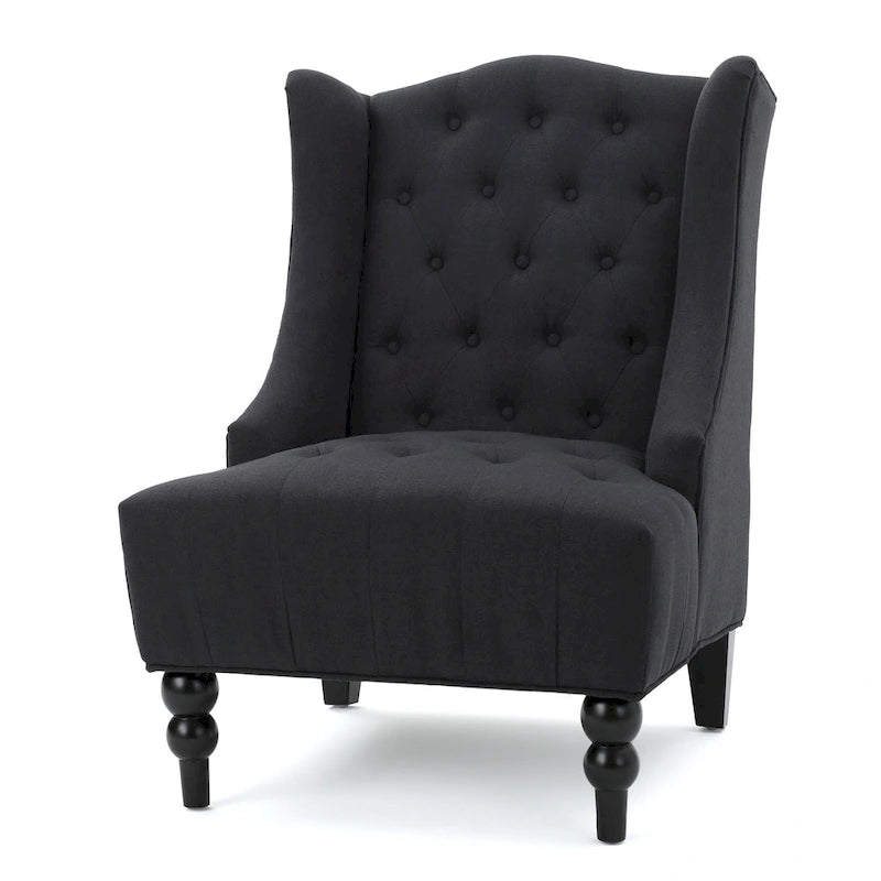 Fauteuil club capitonné à haut dossier couleur anthracite de 27,5 pouces
