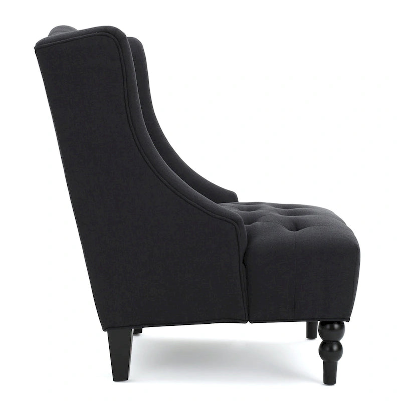Fauteuil club capitonné à haut dossier couleur anthracite de 27,5 pouces