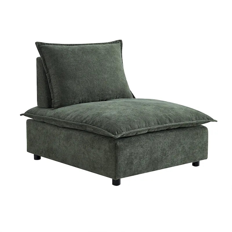 Canapé d'angle modulaire sans accoudoirs, revêtement chenille, combinaison libre