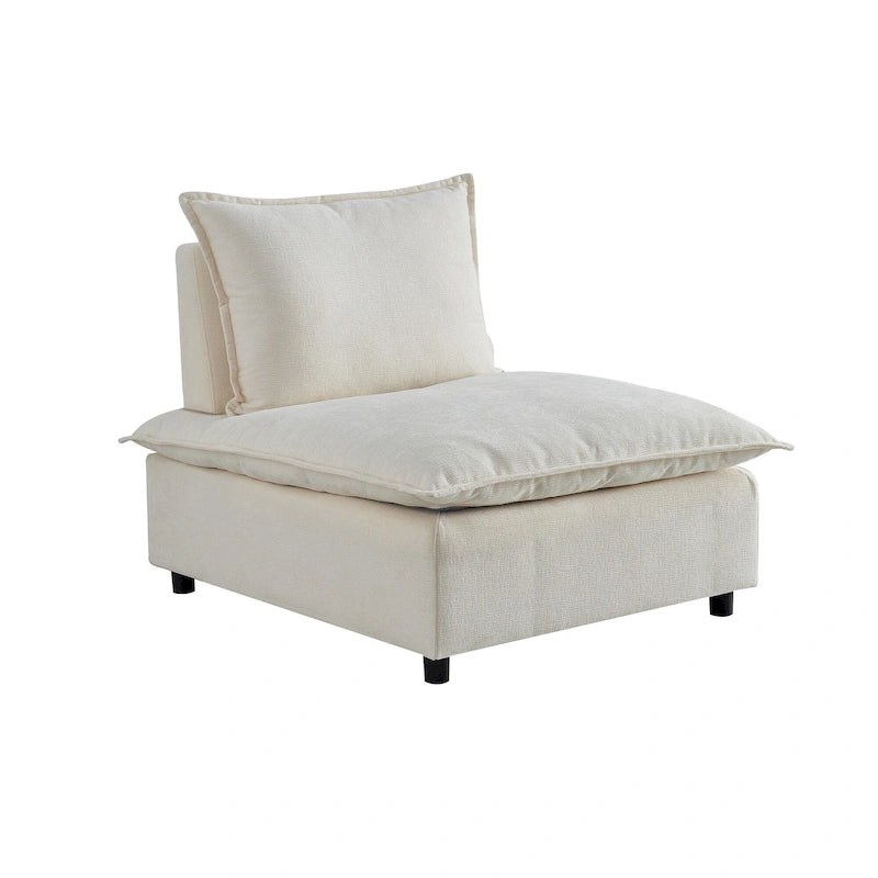 Canapé d'angle modulaire sans accoudoirs, revêtement chenille, combinaison libre