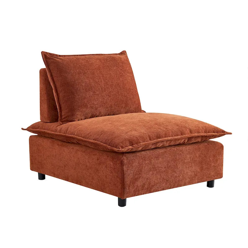 Canapé d'angle modulaire sans accoudoirs, revêtement chenille, combinaison libre
