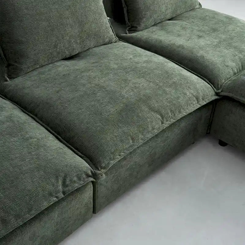 Canapé d'angle modulaire sans accoudoirs, revêtement chenille, combinaison libre
