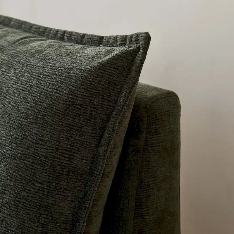 Canapé d'angle modulaire sans accoudoirs, revêtement chenille, combinaison libre