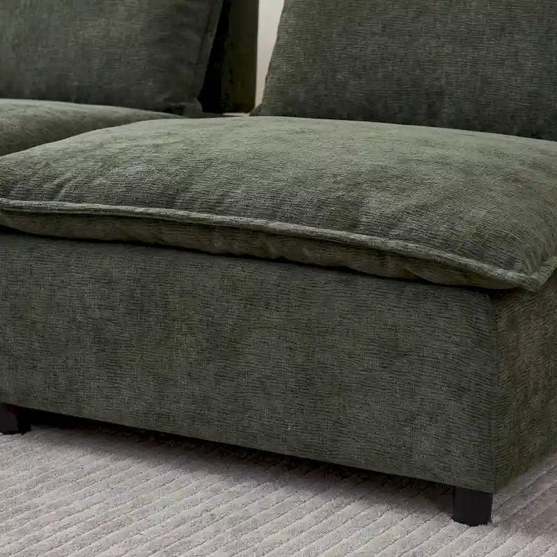 Canapé d'angle modulaire sans accoudoirs, revêtement chenille, combinaison libre