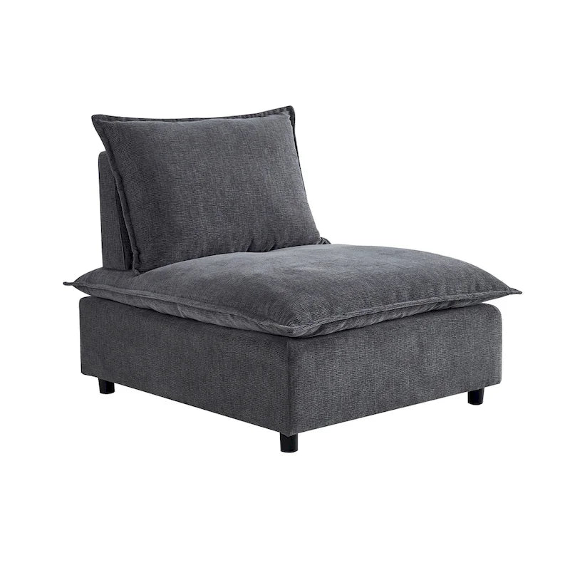 Canapé d'angle modulaire sans accoudoirs, revêtement chenille, combinaison libre