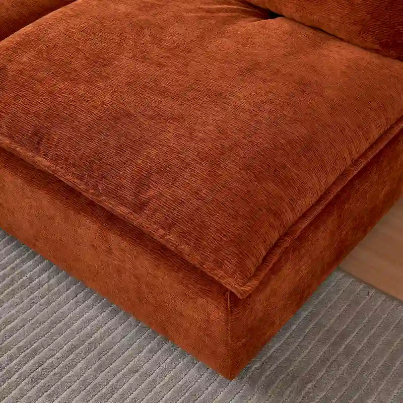 Canapé d'angle modulaire sans accoudoirs, revêtement chenille, combinaison libre