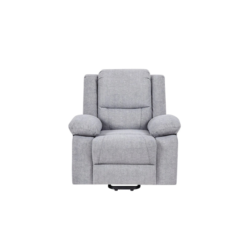 Fauteuil releveur électrique en velours gris clair avec points de massage, chauffage lombaire et poche de rangement