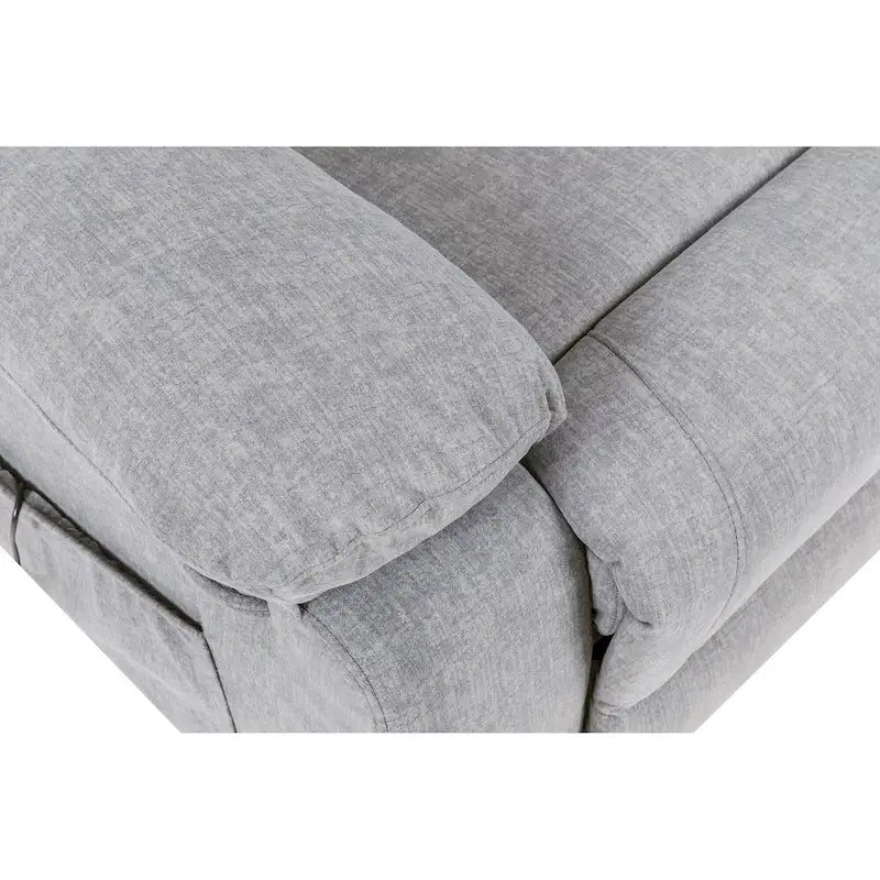 Fauteuil releveur électrique en velours gris clair avec points de massage, chauffage lombaire et poche de rangement